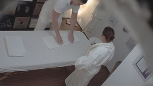 3. Download full pics of Brunette Babe’s Pussy Pounded on the Massage Bed from czechmassage.com