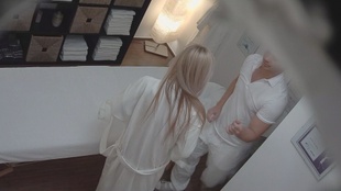 3. Download full pics of Blonde Model Gives the Masseur a Steamy Handjob from czechmassage.com
