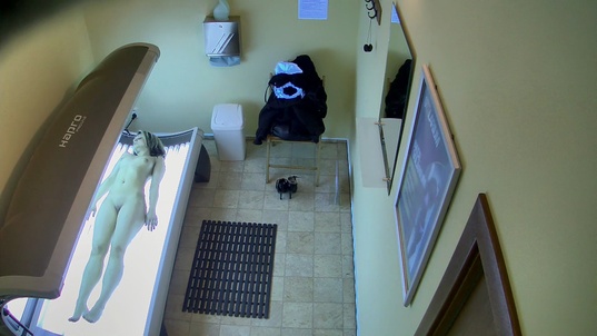 4. Download full pics of Blonde with No Shame Spreads Wide in Solarium from czechsolarium.com