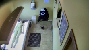 5. Download full pics of Blonde with No Shame Spreads Wide in Solarium from czechsolarium.com