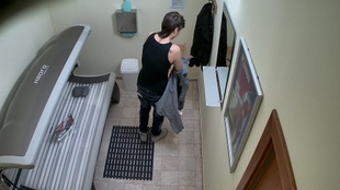 1. Download full pics of Dark-Haired Babe Strips Down and Flashes Her Pussy from czechsolarium.com