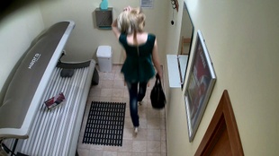 1. Download full pics of Slim Blonde Strips Down and Flashes Her Pussy from czechsolarium.com