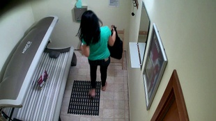 1. Download full pics of Silicone Brunette Bares All in Solarium from czechsolarium.com