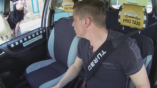 2. Download full pics of Brunette squirts all over the car from czechtaxi.com