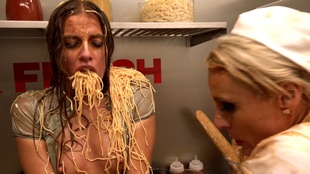 1. Download full pics of Eveline and Brittany Fuck with Food from powerfetish.com